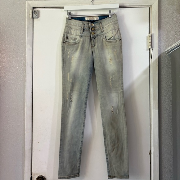 Lanca Perfume Light Wash Jeans Stretch Distressed Brazilian 36 Skinny - Picture 2 of 14